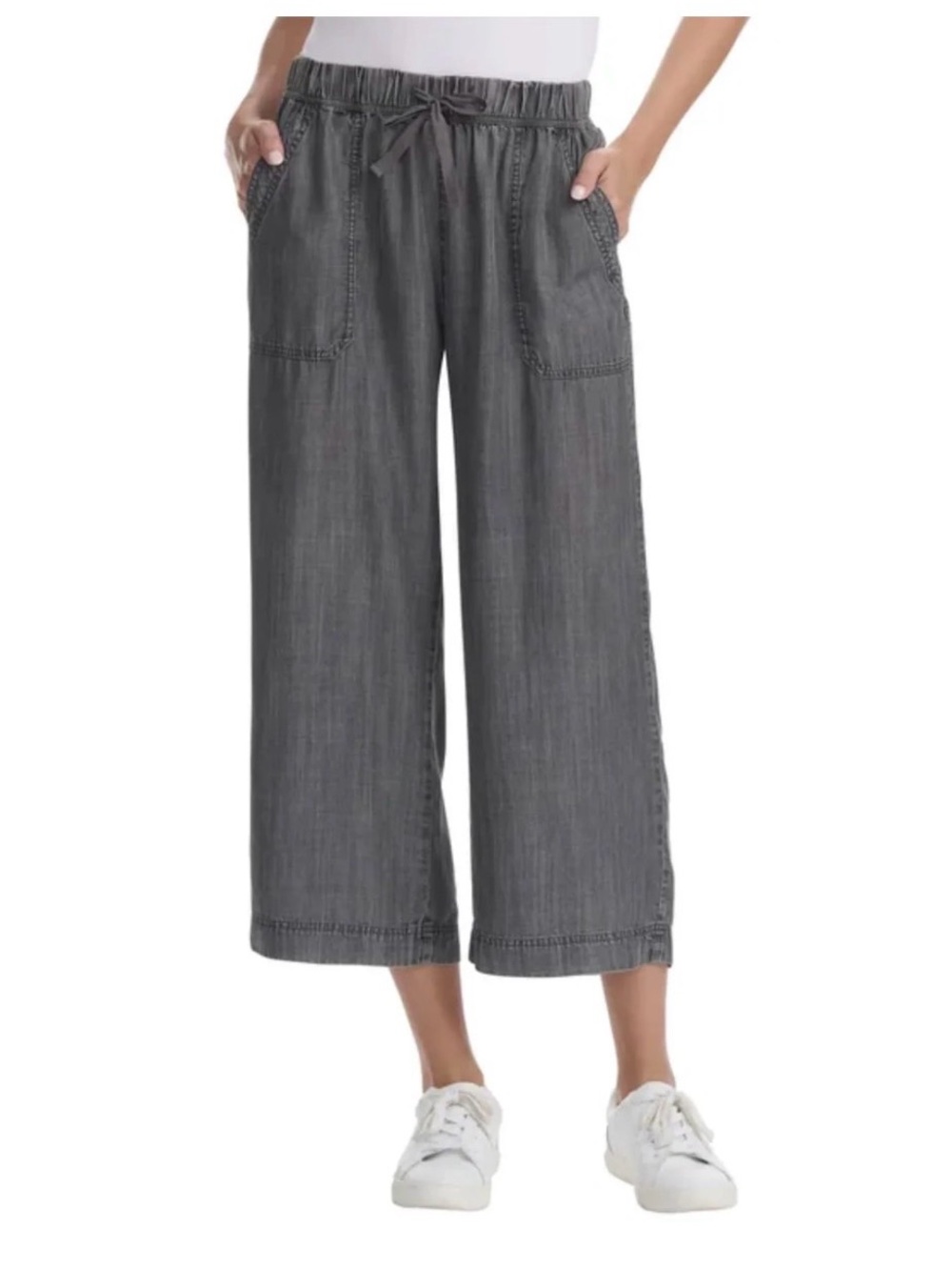 Splendid Gray Wide-Leg drawing crop pant gray large